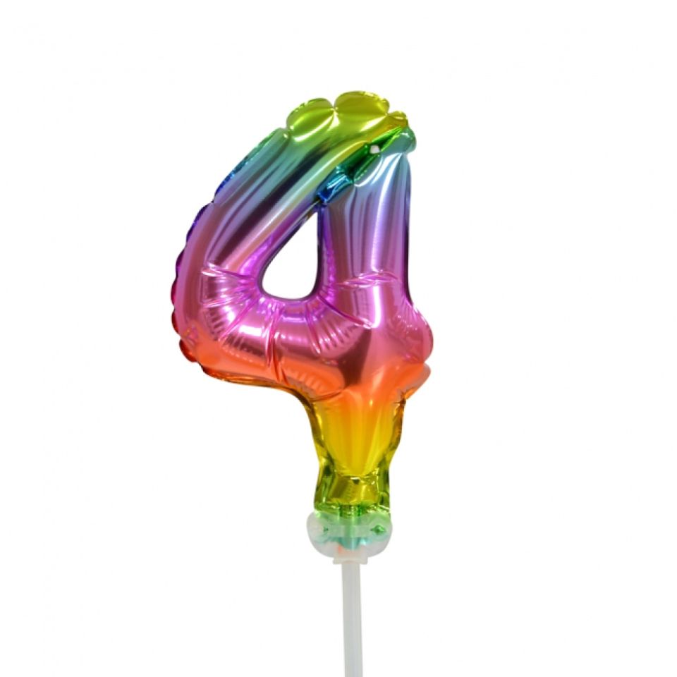 ballon topper zahl 4 regenbogen