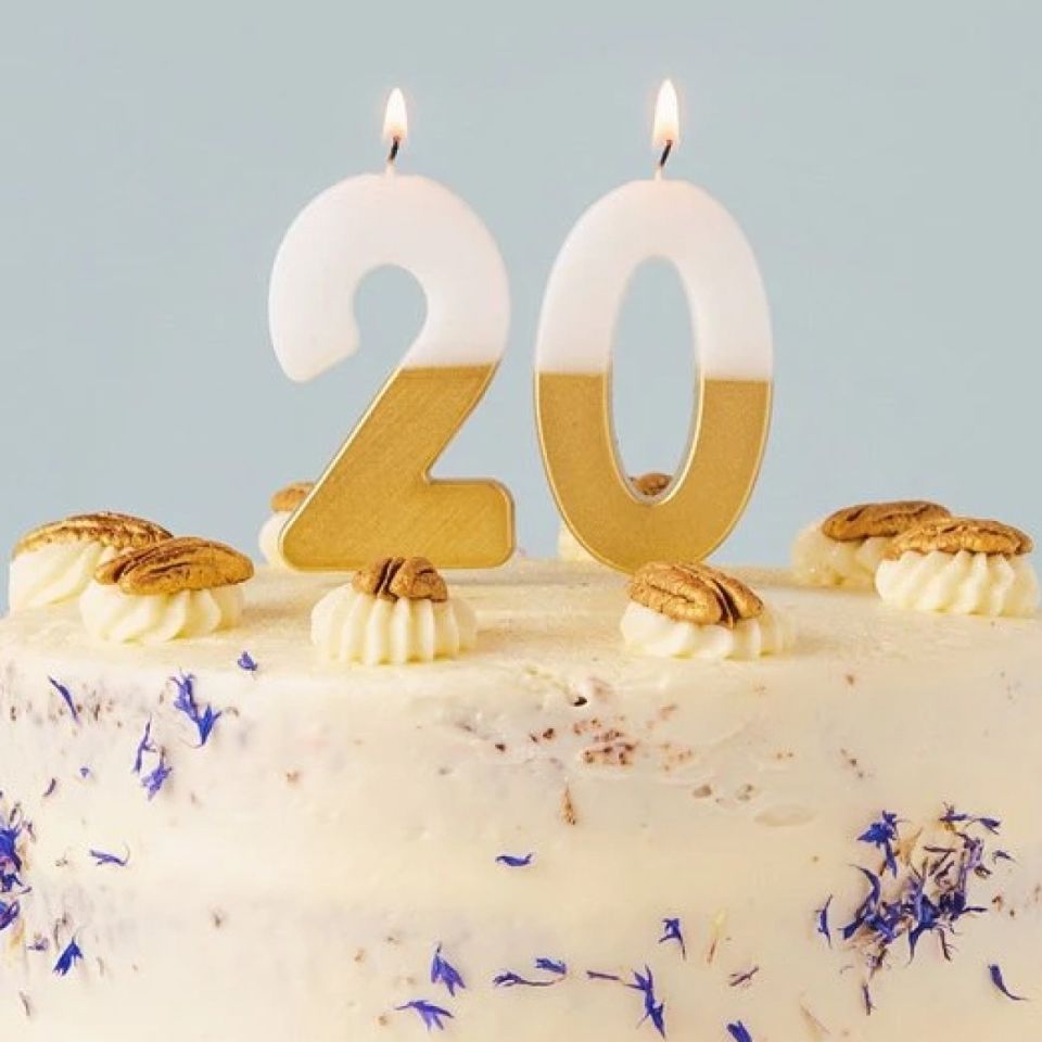 birthday candle number 2 gold