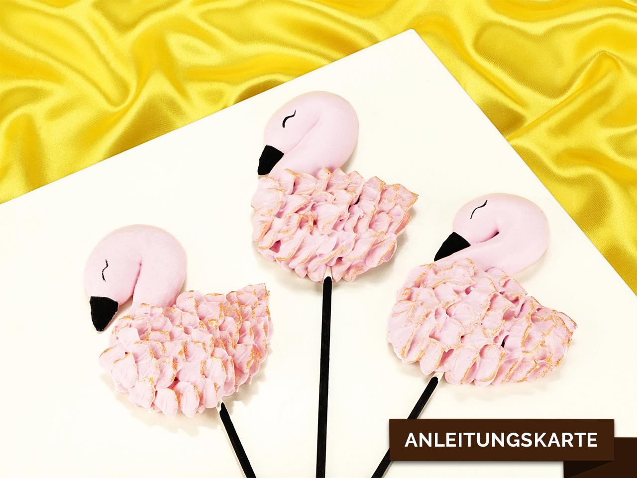 flamingo meringue topper anleitungskarte