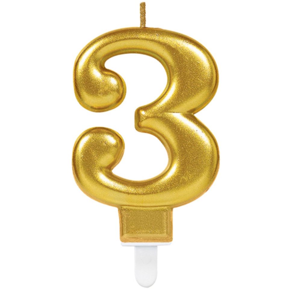 geburtstagskerze zahl 3 gold 8 cm