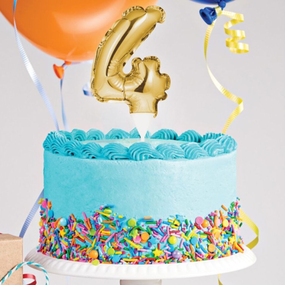 ballon topper zahl 4 gold 13 cm