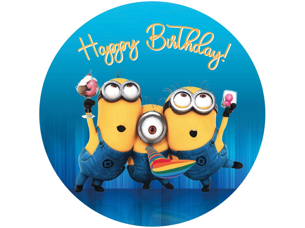 tortenaufleger minions happy birthday rund 20cm