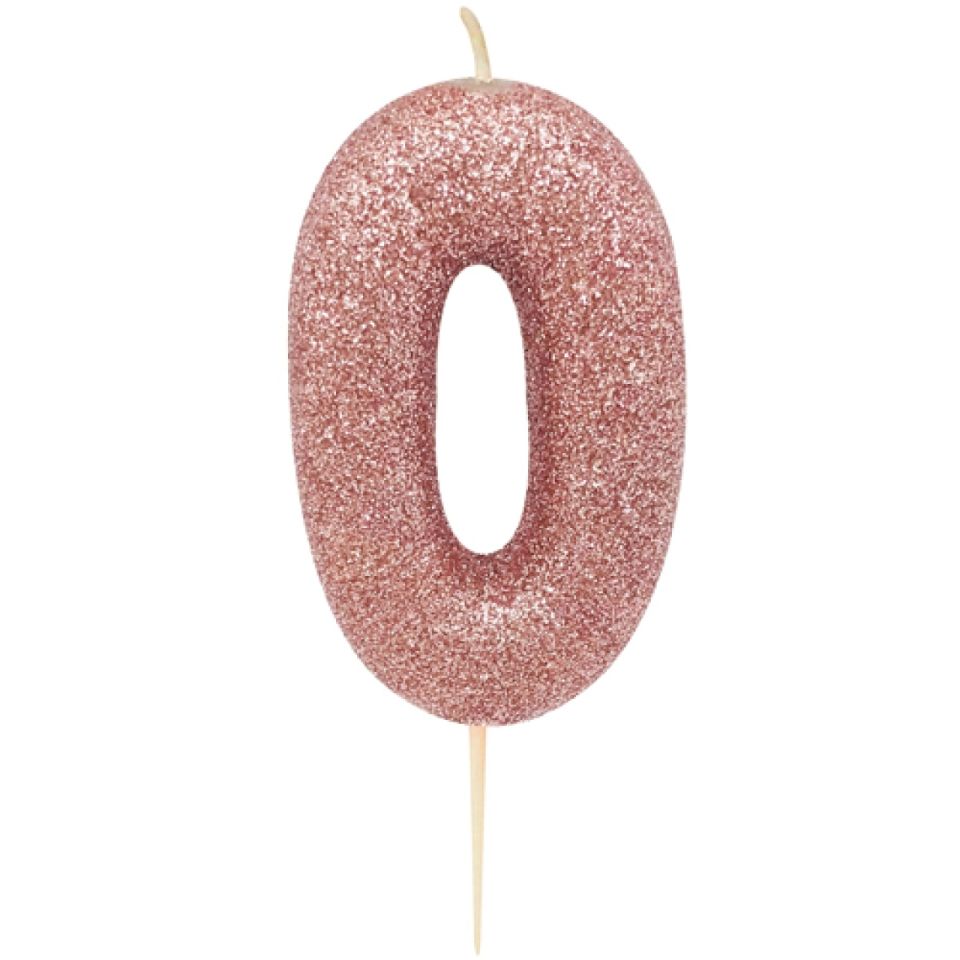 geburtstagskerze zahl 0 rose gold 7 cm