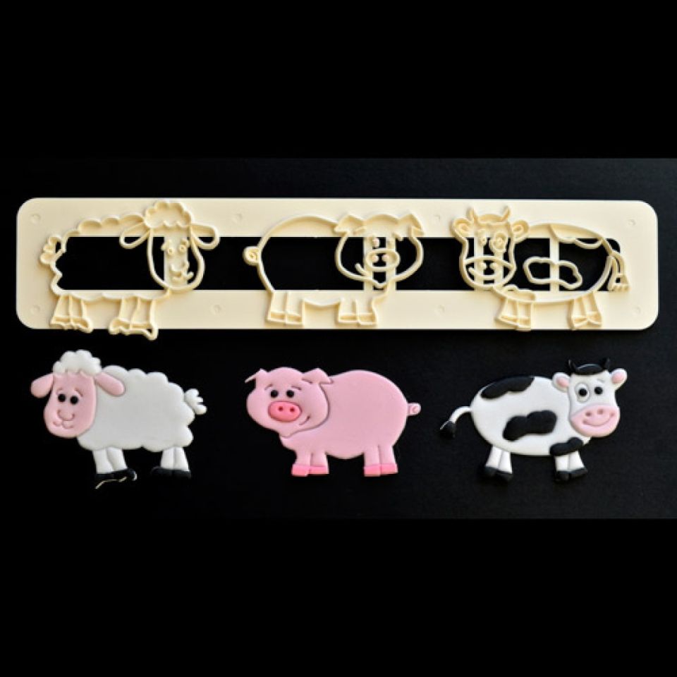 fmm fondantausstecher bauernhoftiere schaf schwein kuh