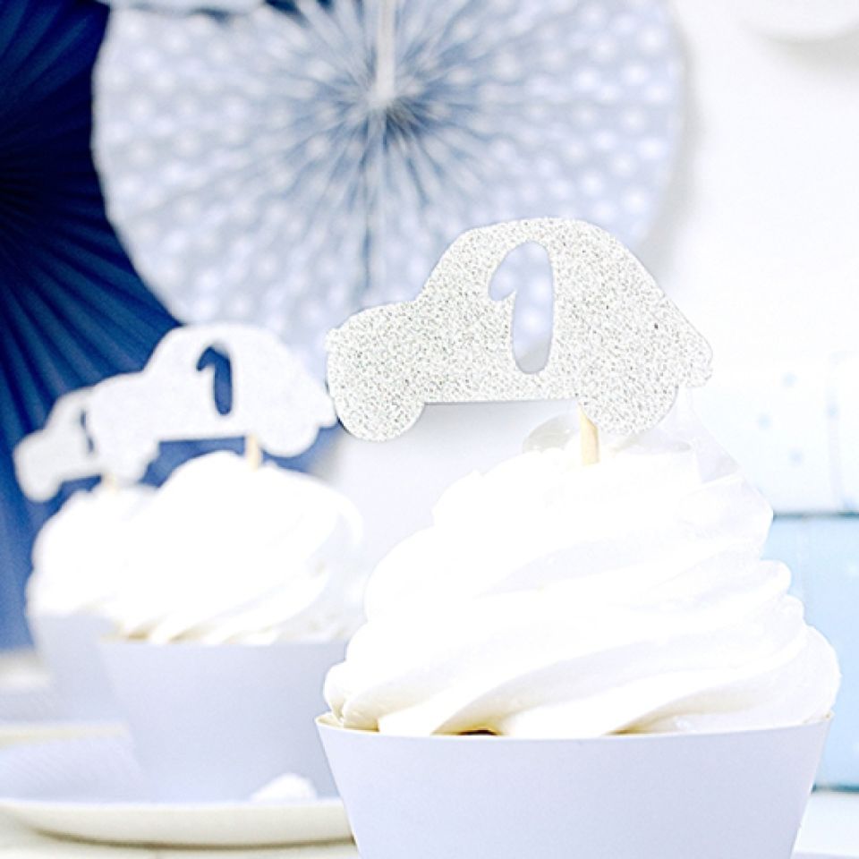 cupcake picker cars 6 pieces silver