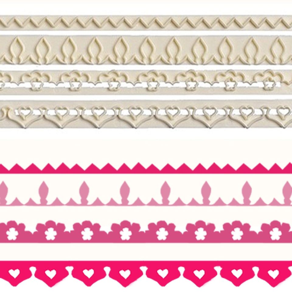 fmm no 2 decorative border cutter set for fondant and flower paste 4 pieces
