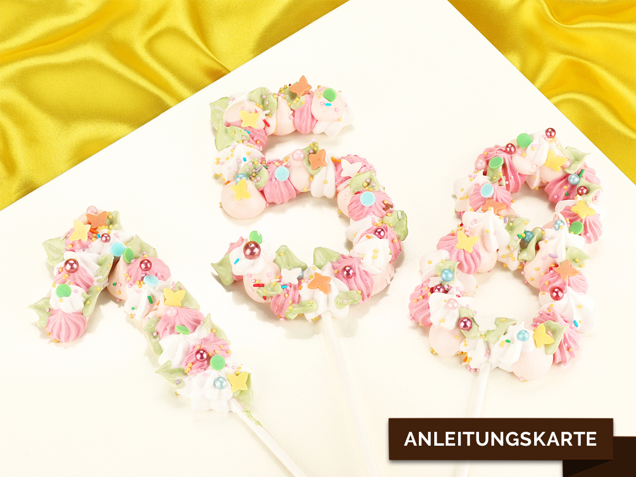 baiser cake topper anleitungskarte