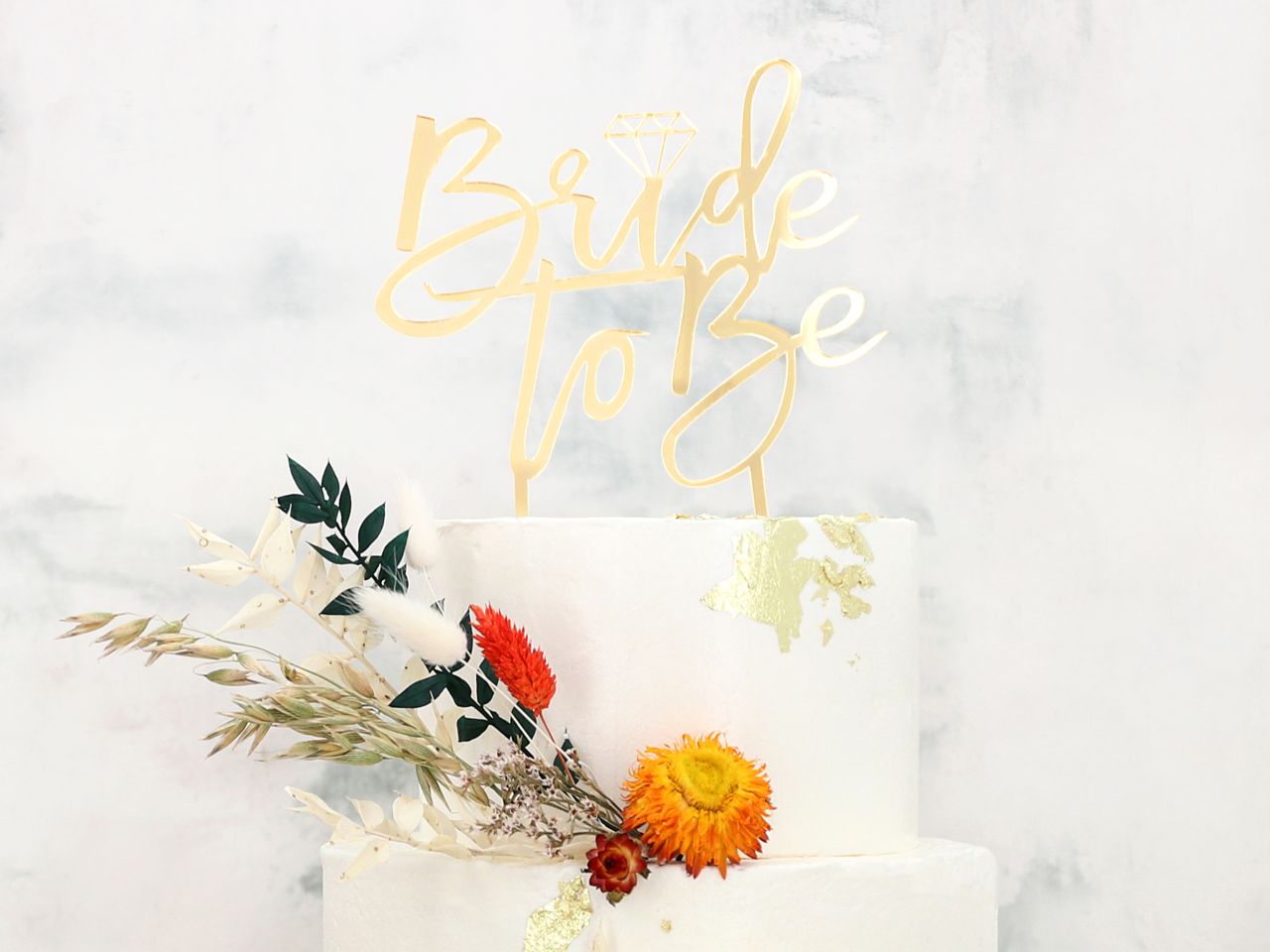 bride to be cake topper gold