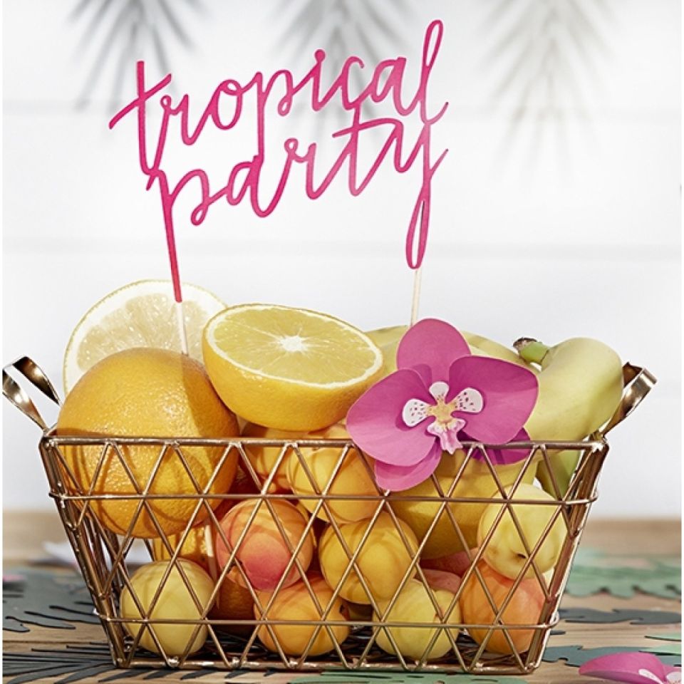 torten topper tropical party hotpink