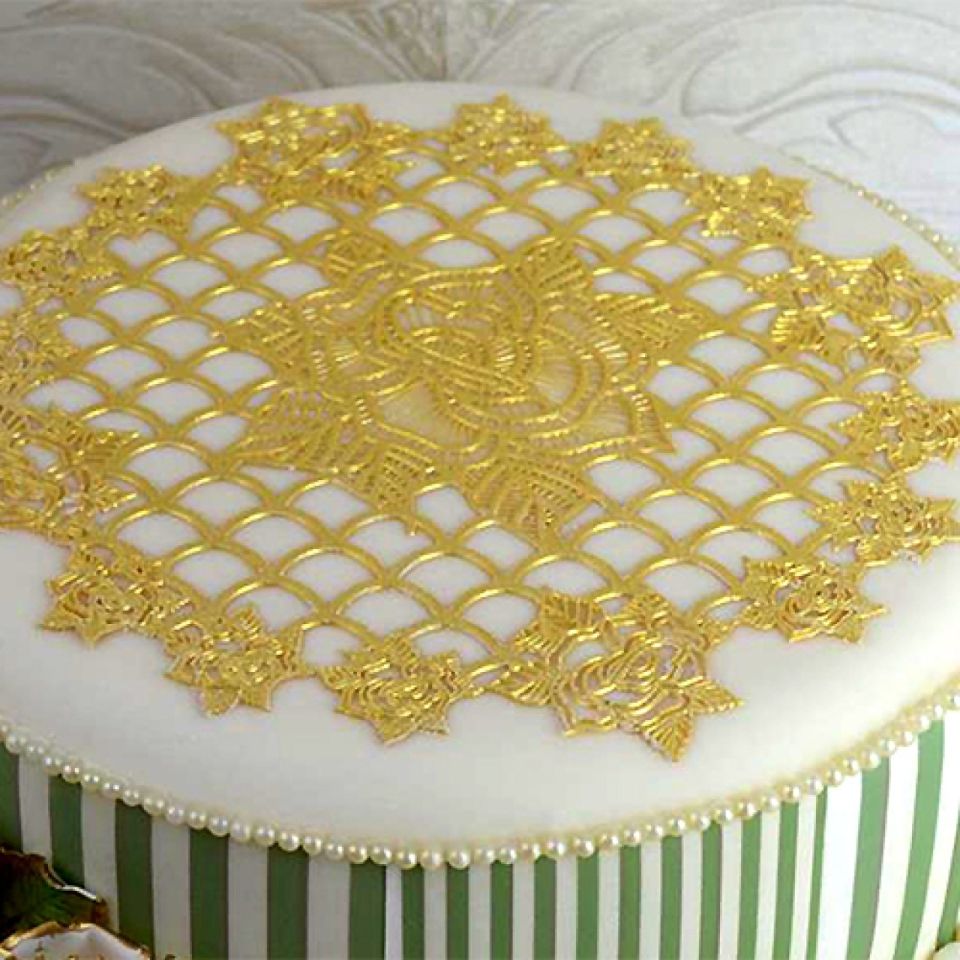 cake lace silicone mould for edible lace ring of roses