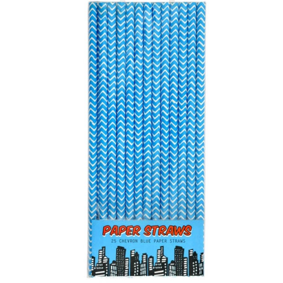 papierstrohhalme blau chevron 20 stk