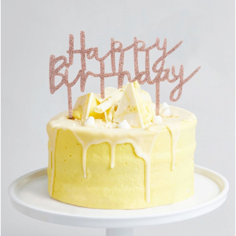 torten topper happy birthday rosegold acryl