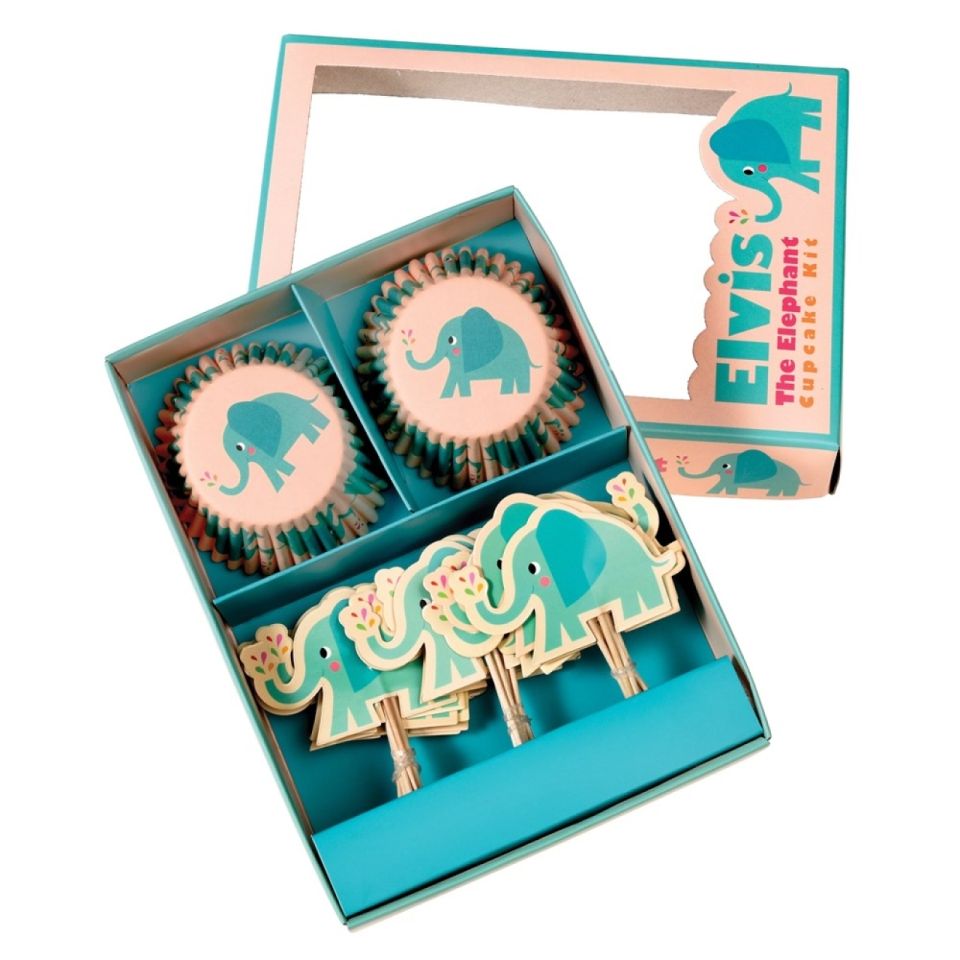 rex elephant cupcake kit with cases and picks