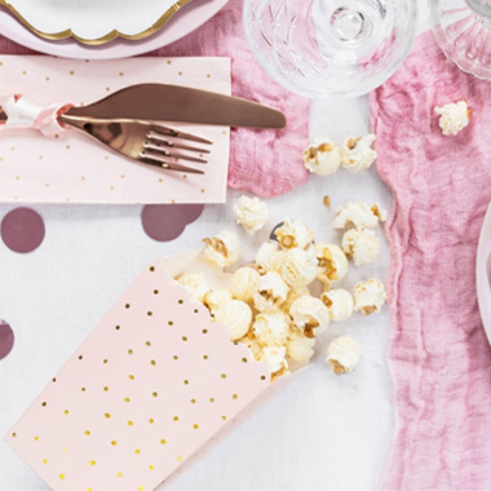 popcorn boxen 6 stk rosa und gold