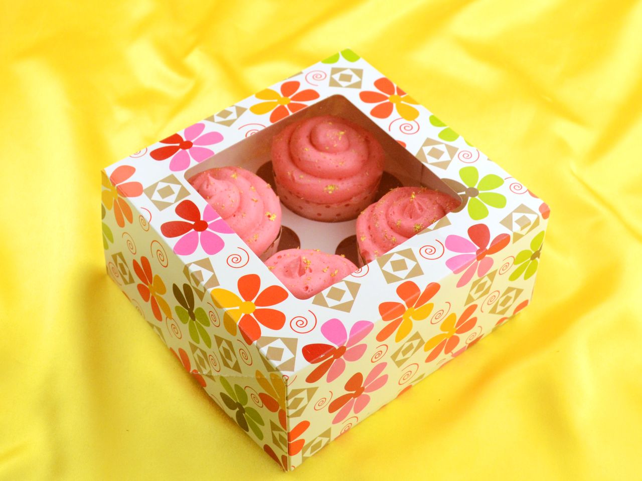 cupcake box blumen fuer 4 stueck 2er set