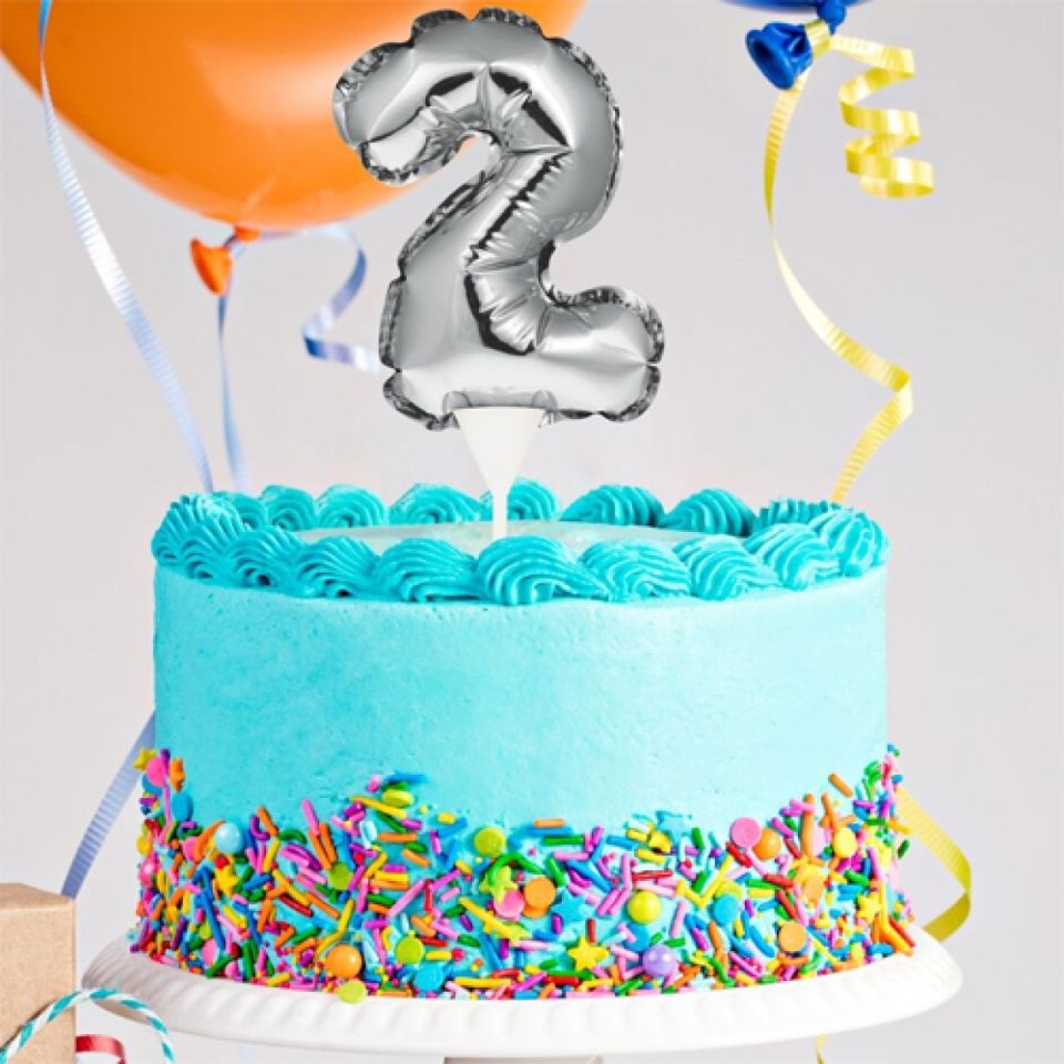 ballon topper zahl 2 silber 13 cm
