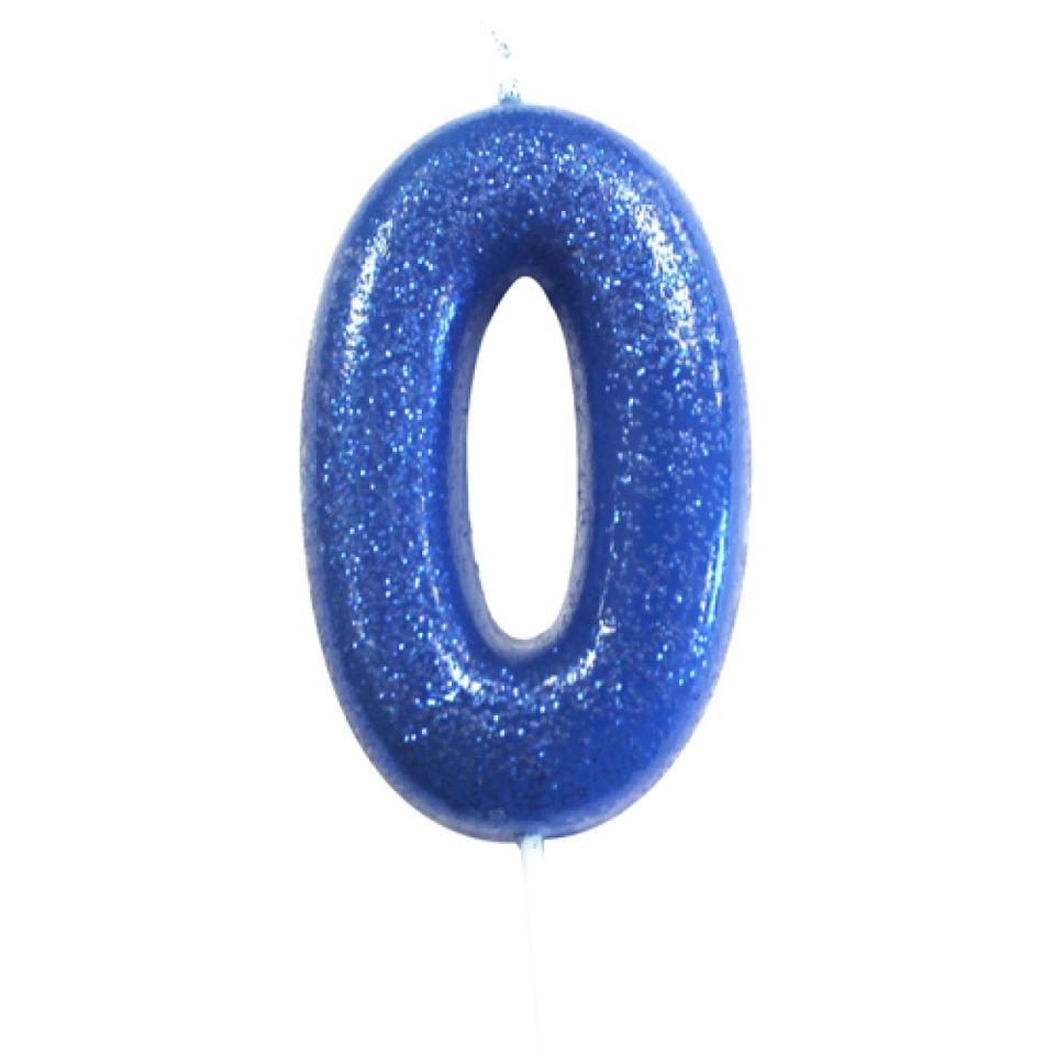 geburtstagskerze zahl 0 blau mit glitzer 7 cm