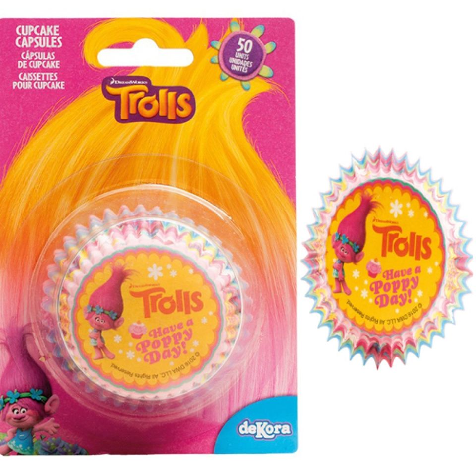 muffin cases trolls 5 cm 50 pieces