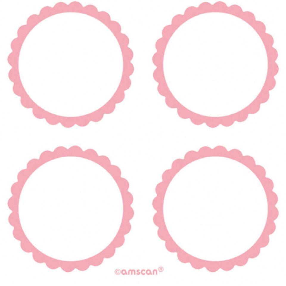 round scalloped stickers baby pink