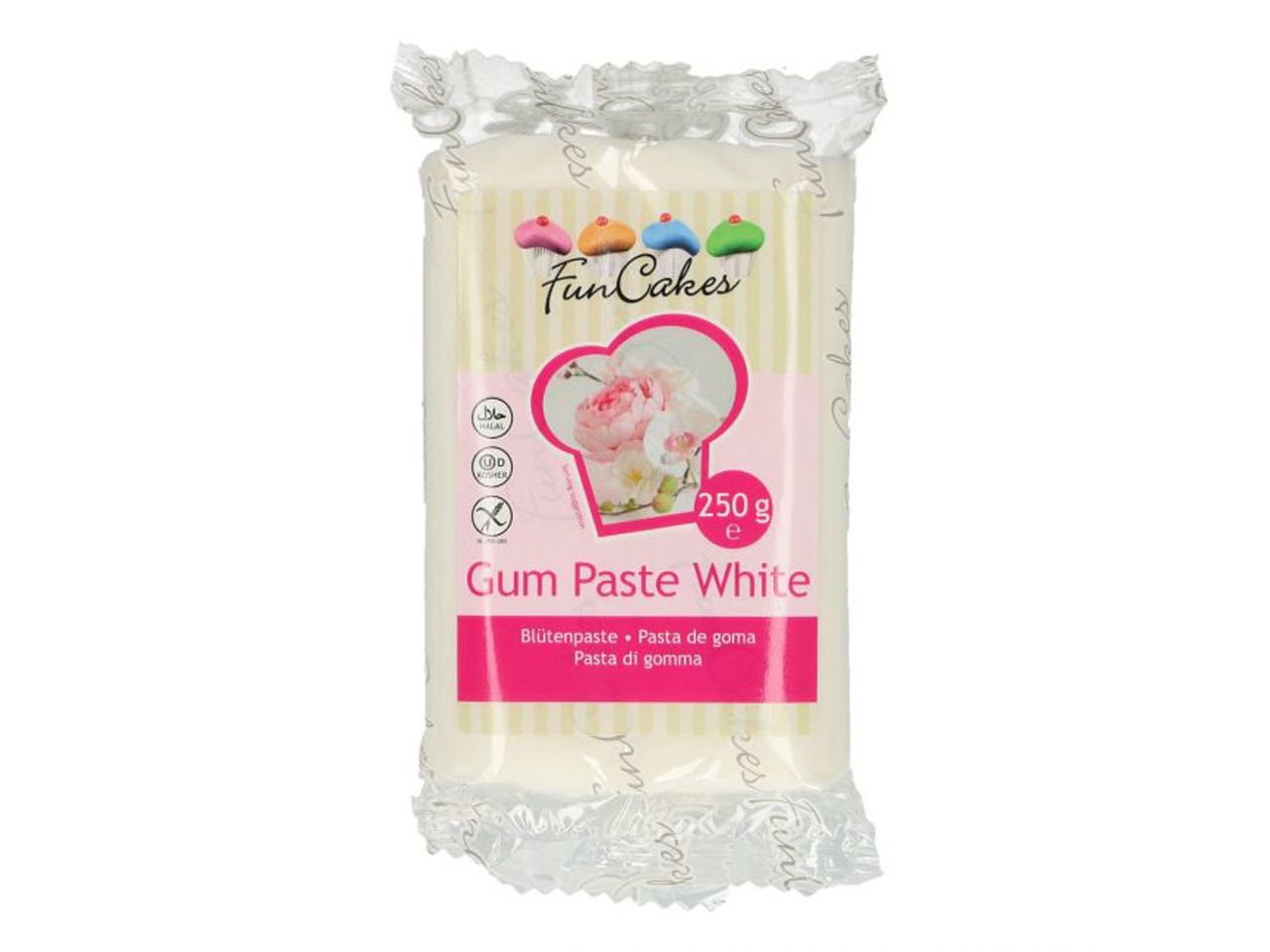 funcakes bluetenpaste gum paste weiss 250g