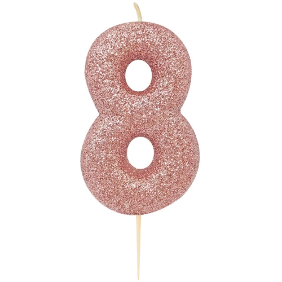 birthday candle number 8 rose gold 7 cm