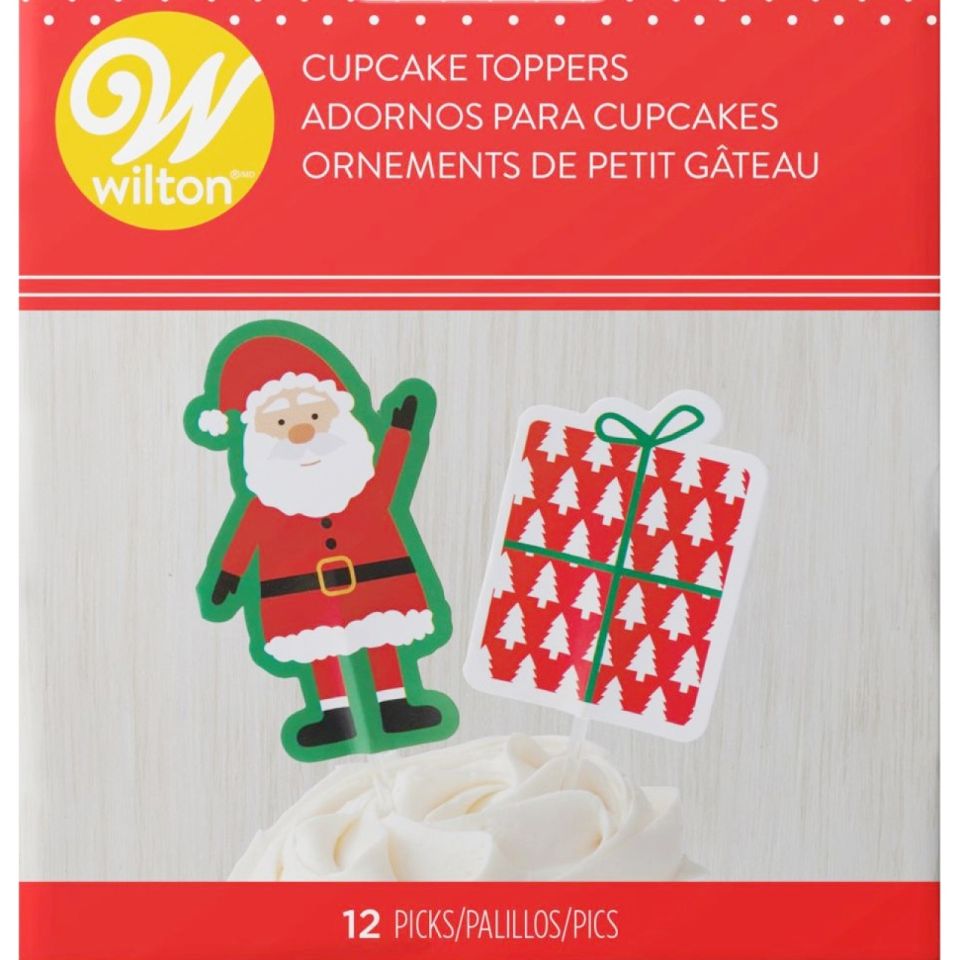 wilton santa and present cupcake picks