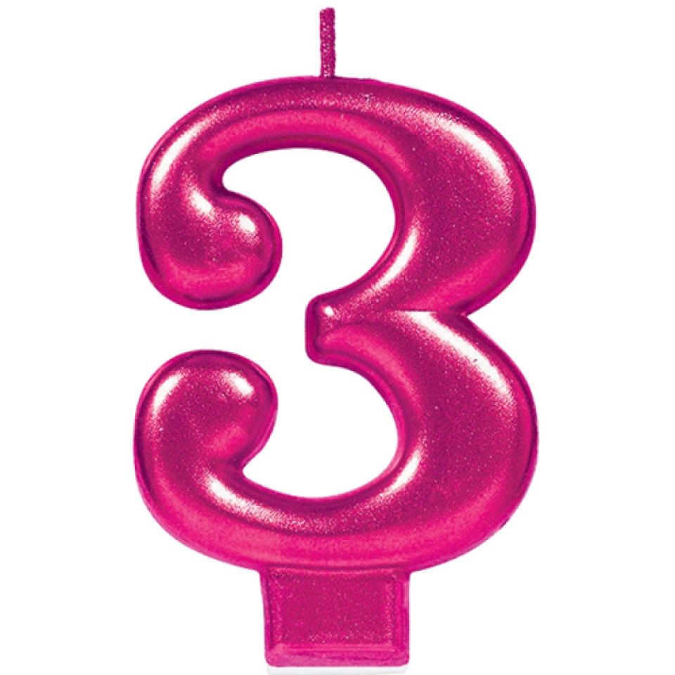 geburtstagskerze zahl 3 pink 8 cm