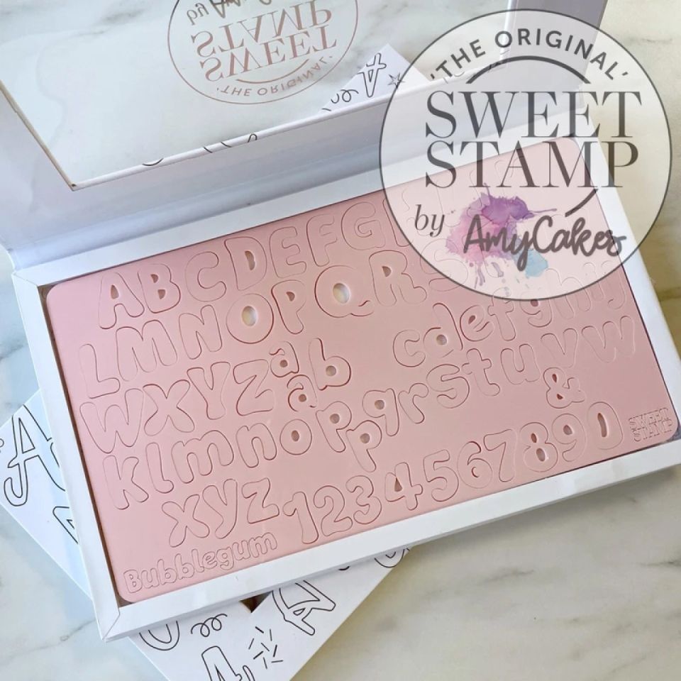 sweet stamp bubblegum upper case lower case and number stamp set