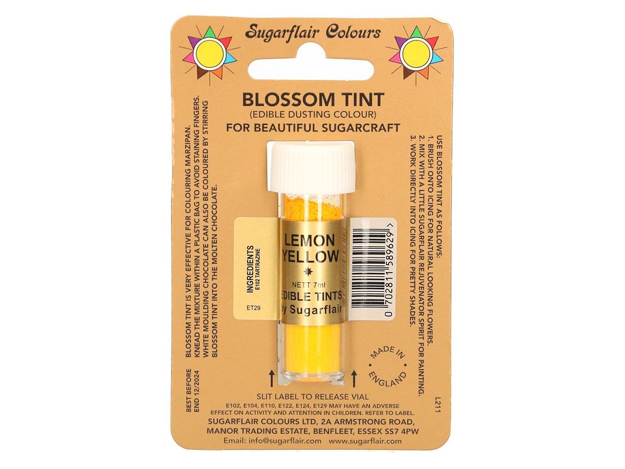sugarflair puderfarbe lemon yellow gelb 7ml