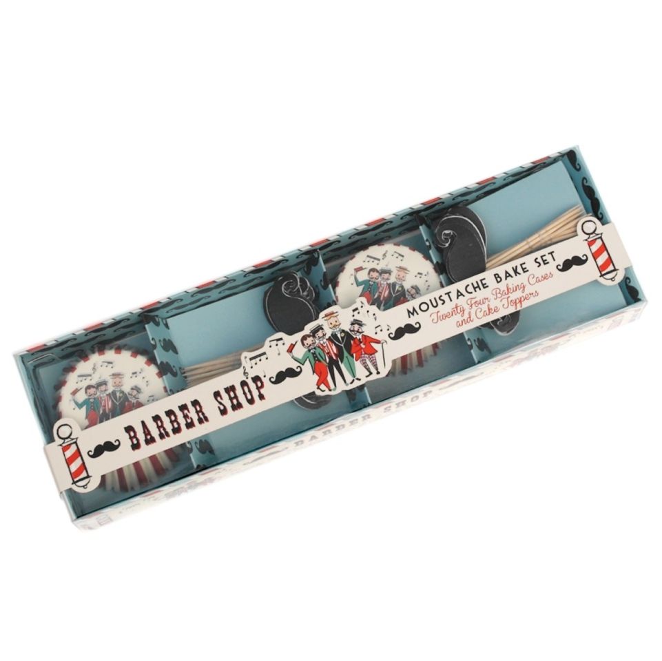 rex moustache cupcake kit with cases and picks