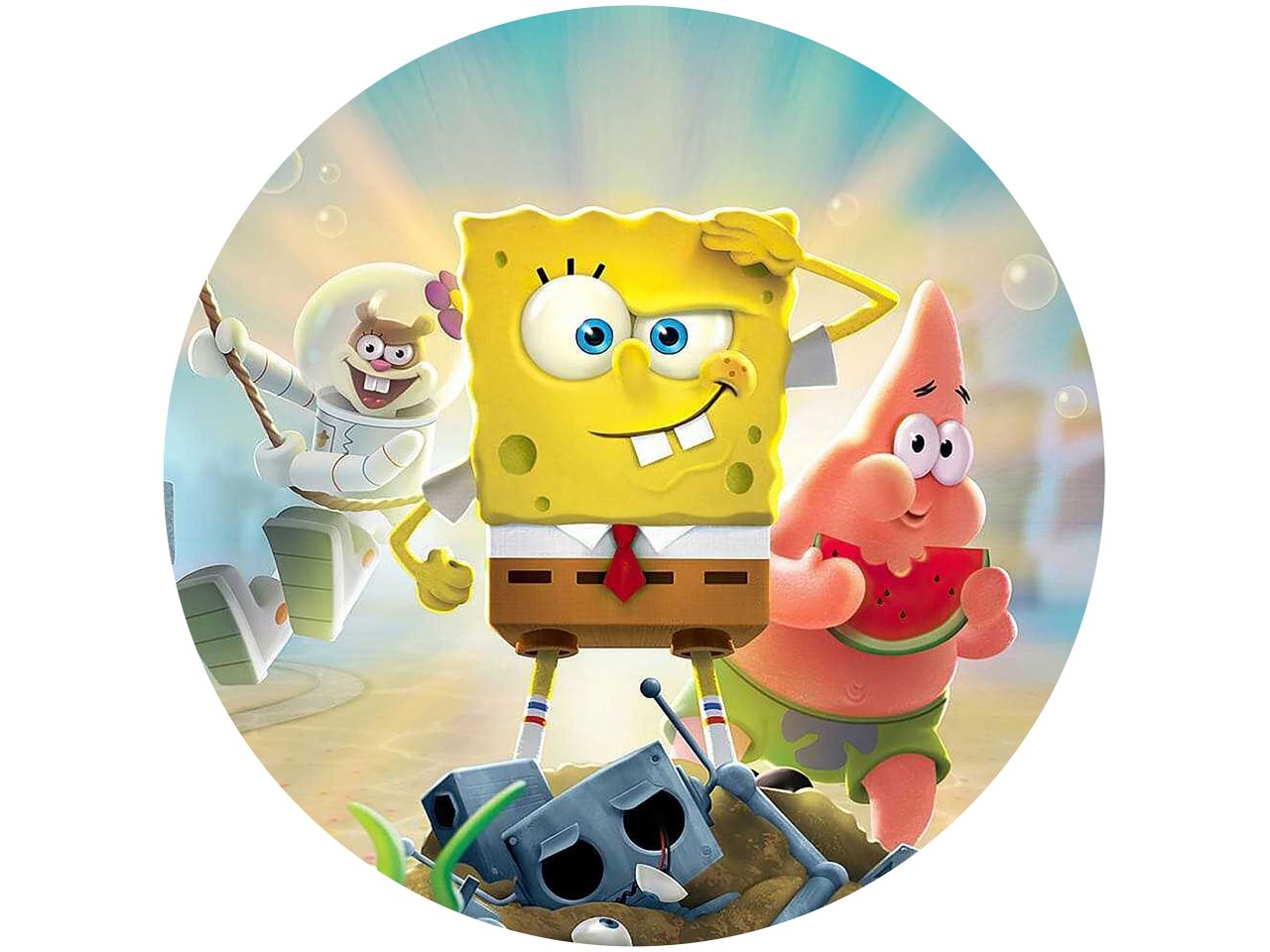 tortenaufleger spongebob patrick und sandy rund 20cm