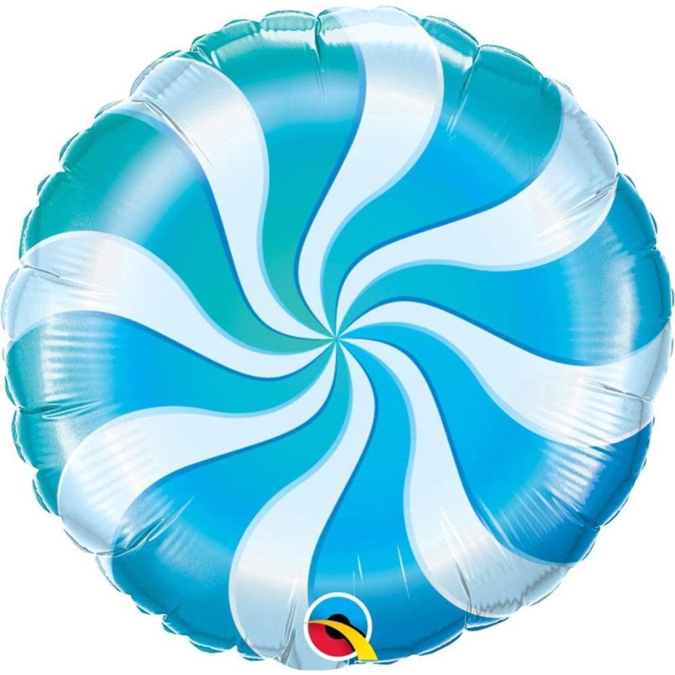 folienballon candy swirl blau 45 cm