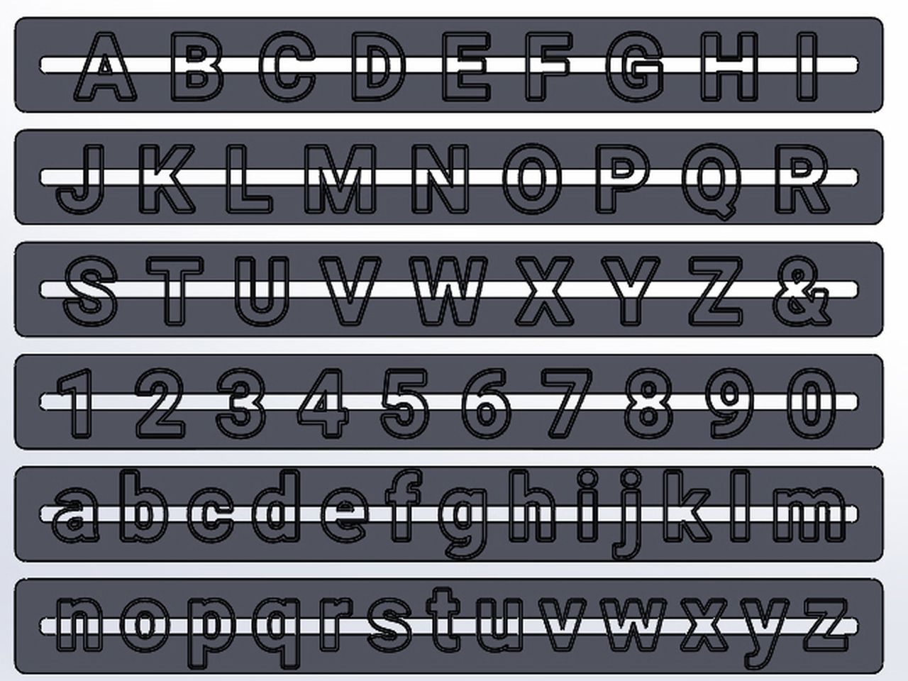 alphabet and numbers cutter roboto