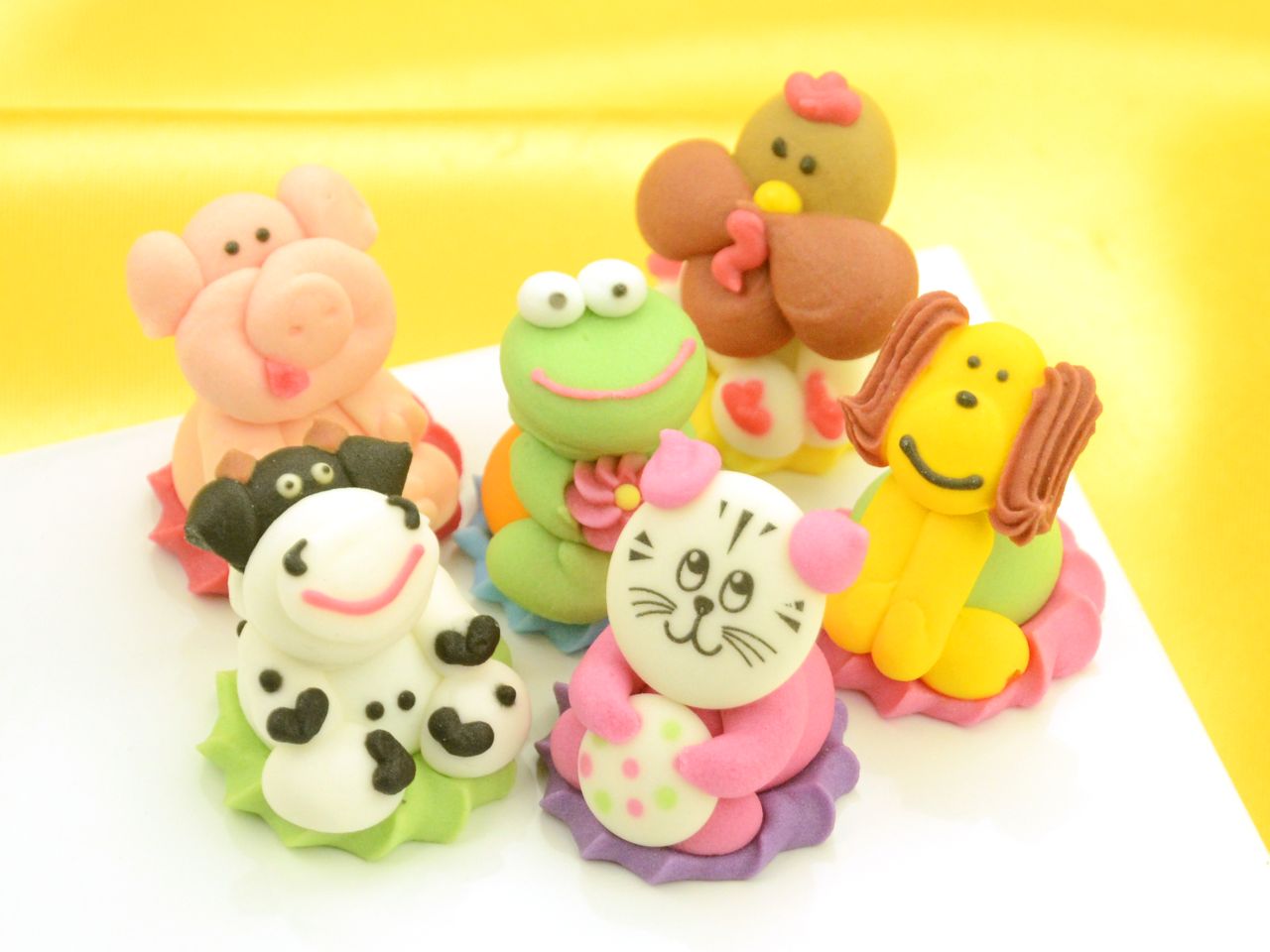 farm tiere sitzend zucker 6 stueck