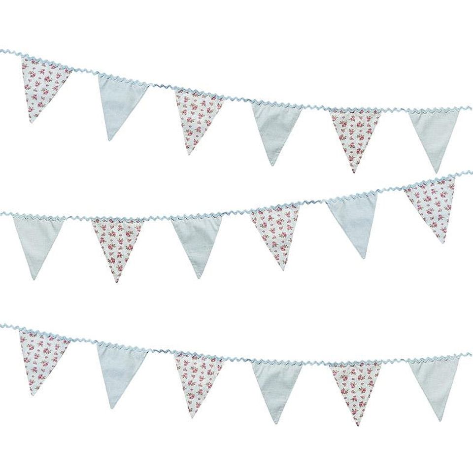 baby blue rose fabric garland 12 pennants 3m