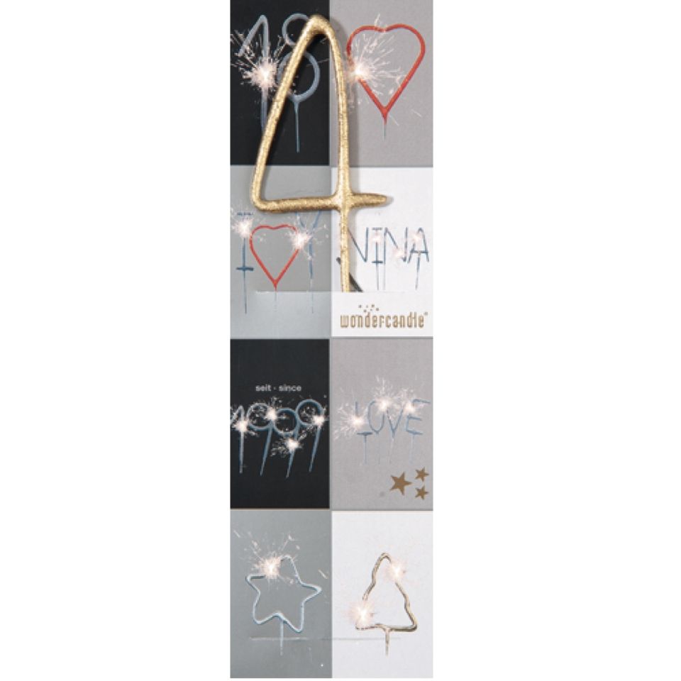 cake sparkler 4 gold 18 cm
