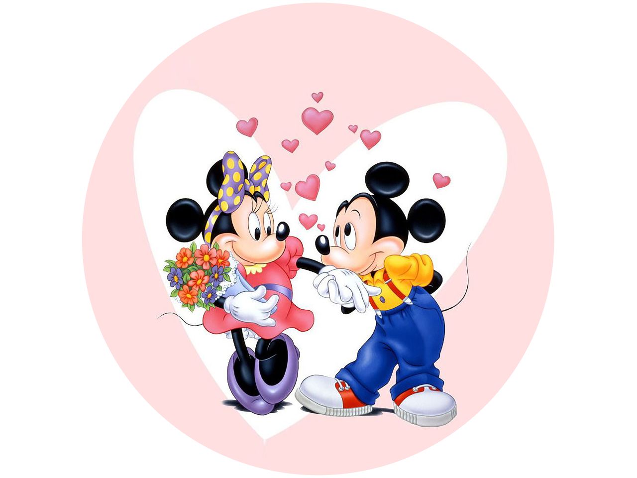 fondant paper mickey and minnie mouse love round 20cm