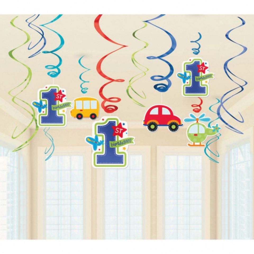 spiralgirlanden 1 geburtstag fahrzeuge