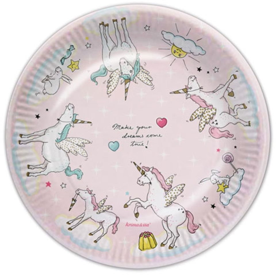 krima isa partyteller einhorn 8 stueck 23 cm