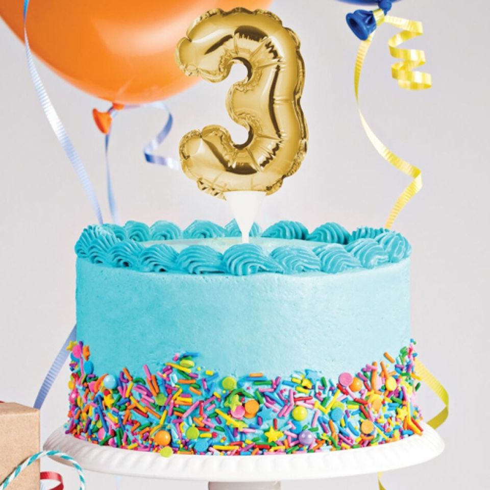 ballon topper zahl 3 gold 13 cm