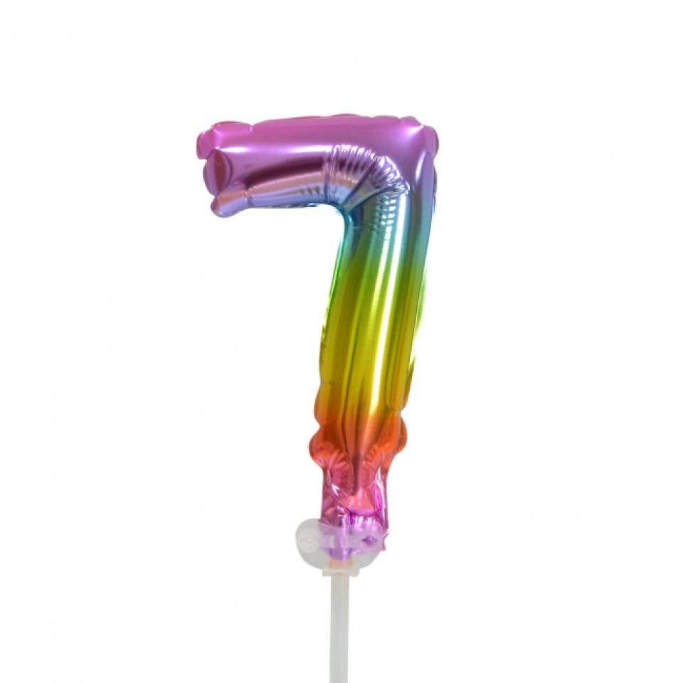 ballon topper zahl 7 regenbogen