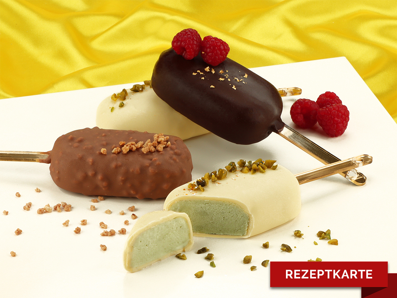 eis am stiel mit knackiger schokohuelle rezeptkarte