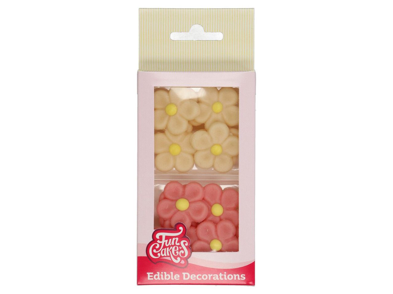 funcakes marzipanblumen margeriten weiss rosa 12 stueck