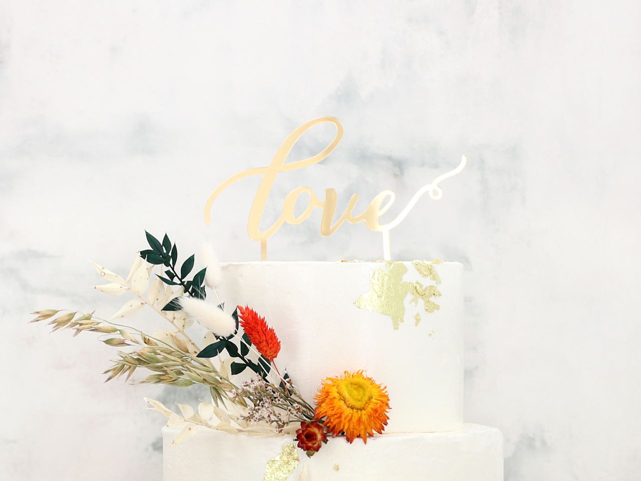 love cake topper gold