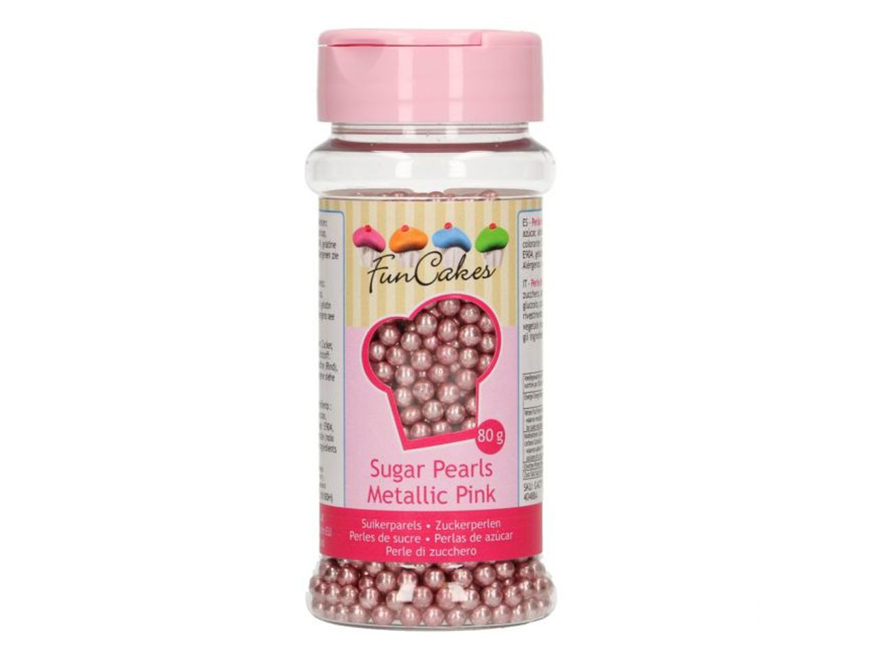 funcakes zuckerperlen metallic pink 80g