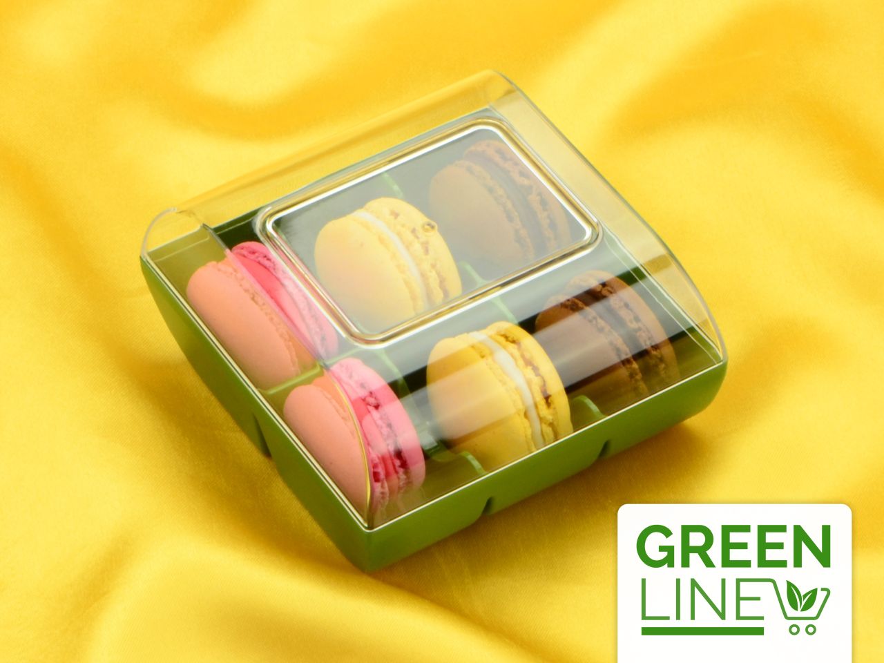 macaron packaging green for 6 macarons