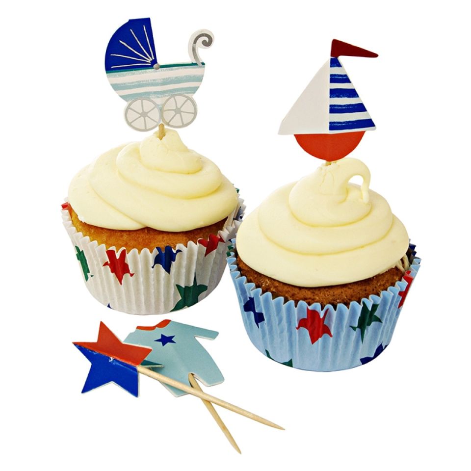 meri meri cupcakes party babyshower blau