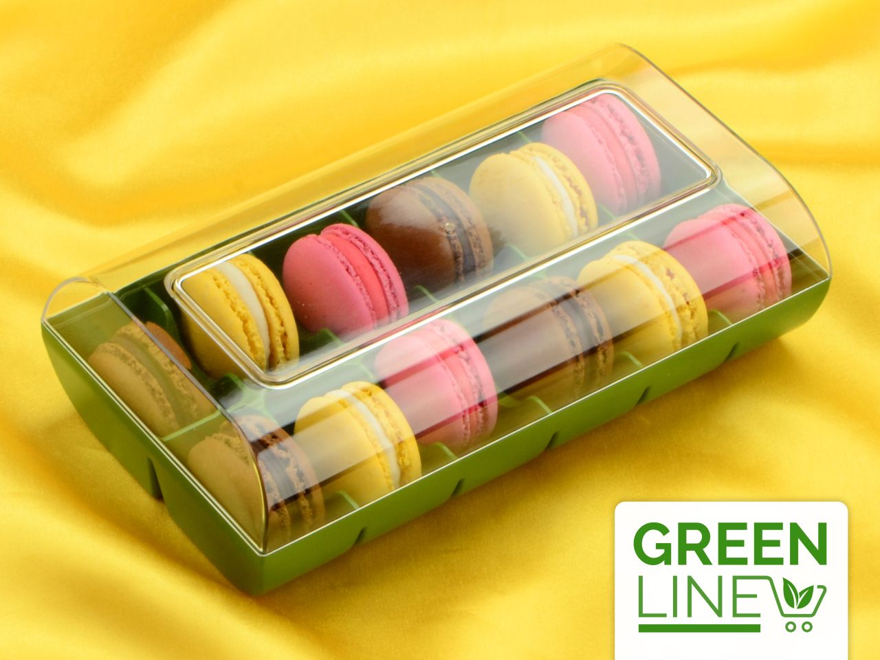 macaron packaging green for 12 macarons