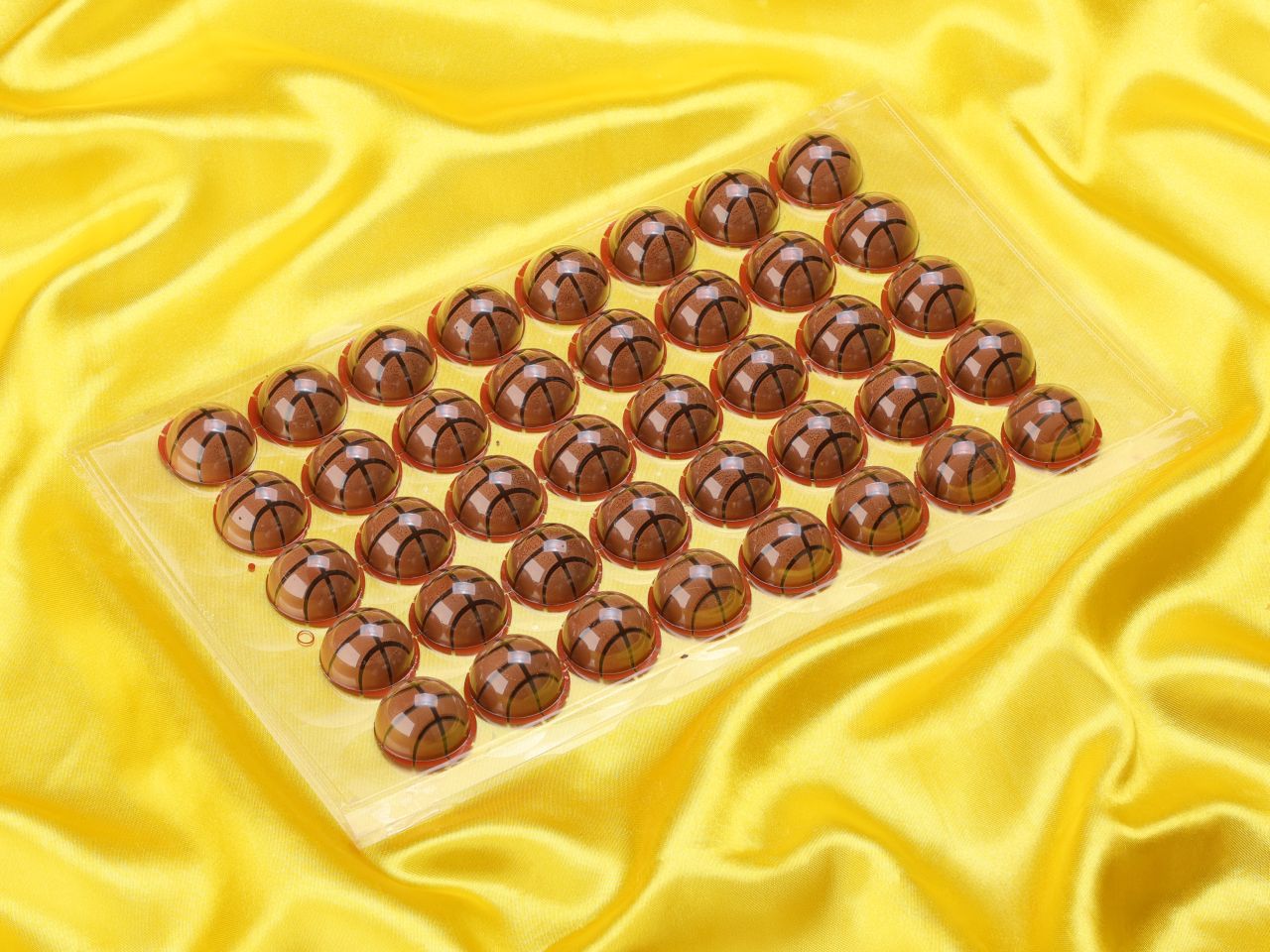 1 sheet half shell of dark chocolate basketball 40 pieces