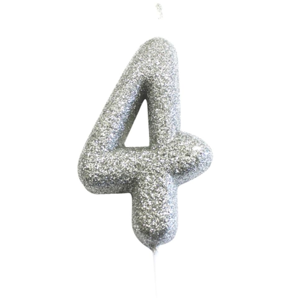 geburtstagskerze zahl 4 silber 7 cm